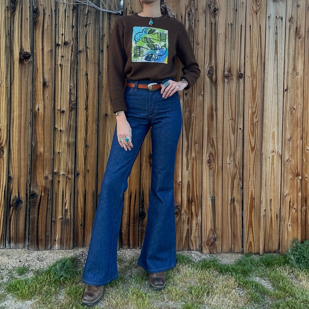 Vintage Upcycled Patchwork Brown Sweater - image 1